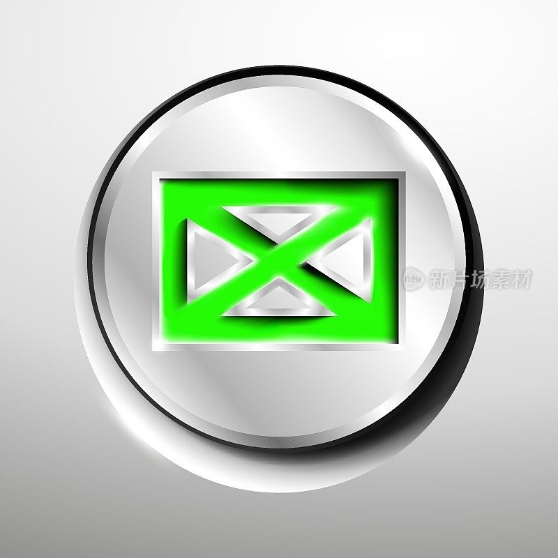 3d logo of chrome envelope button.